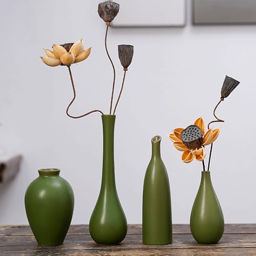 Jarrones con capullos de cerámica para arreglos florales en el hogar 5