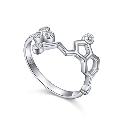 Bague sérotonine argent 925 bijoux chimie cadeau femme science