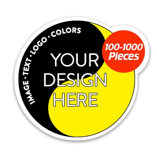 5-1000 Custom Vinyl Stickers - Upload Your own Image, Text, Design, Logo - Personalized Logo Labels for Handmade, Packaging, Bottle, Jars, Candle, Brand Stickers (Black, 1x1)