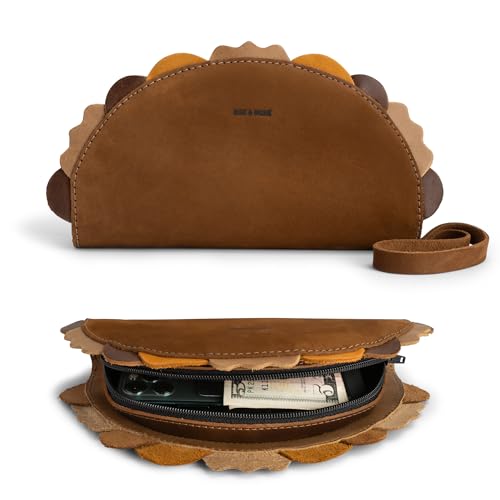 Image of Hide & Drink, Multipurpose Taco Shape Wallet, Make Up Organizer, Cash Holder, Earphones Case, Money Organizer, Full Grain Leather, Handmade Travel Accessories (Mole)