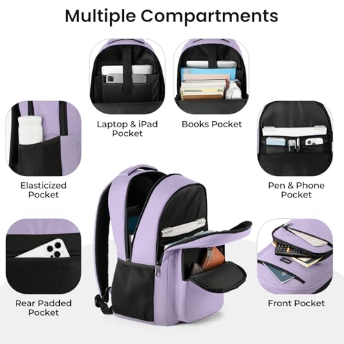 Image of YAMTION Laptop Backpack for Men, Black Backpack, School Backpack for Boys and Girls, Bookbag, Work Backpack (Purple, 15.6 inch)
