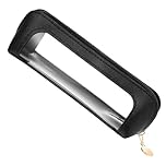 MBAIYO Small Clear Makeup Bag, PU Leather Travel Makeup Brush Case Portable Transparent Waterproof Cosmetic Organizer Pouch with Zipper for Women Home Office Essentials(Black)