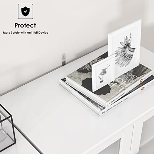 Horstors Tall Bathroom Cabinet, Freestanding Storage Cabinet With Glass Doors And Adjustable Shelf, Modern Linen For Bathroom, Living Room, Kitchen, White, 23.6" L X 11.8" D 58" H #TOP6