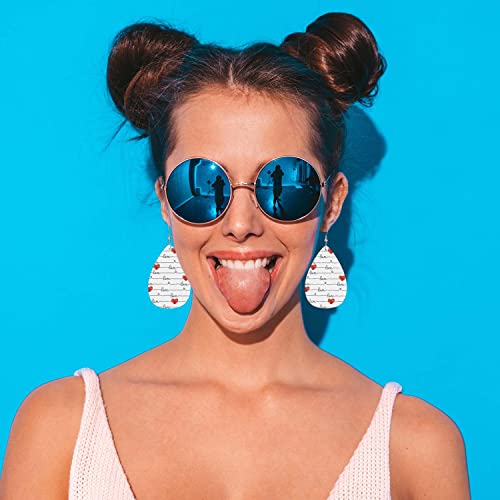 Vosach Love Hearts Leather Teardrop Earrings Valentine's Day Simple Line Hearts Faux Leather Water Drop Earrings Jewelry For Women Girls Wedding #TOP4