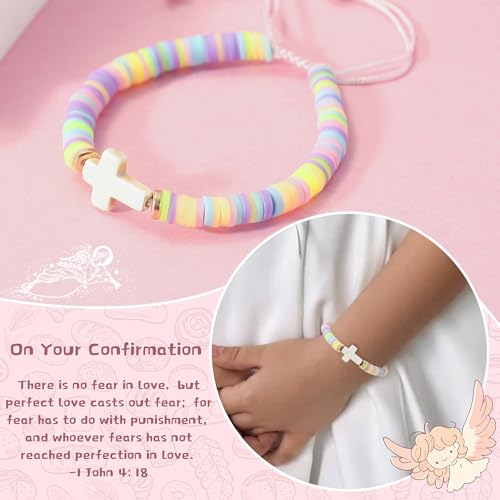Image of BAYLAY Easter /First Communion /Baptism /Confirmation Gifts for Women - Colorful Bead Bracelets Easter Basket Essentials Stuffers for Teens, Cross Bracelet Easters Egg Fillers Christian Gifts for Teen