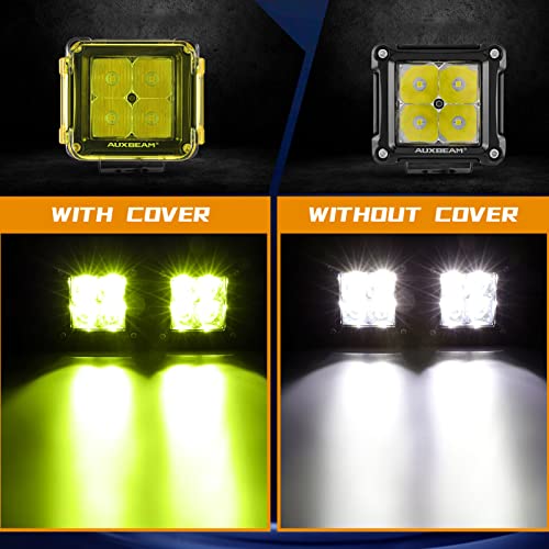 Auxbeam 3 Inch Led Pods With 2Pcs Amber Covers Offroad Ditch Light Bar Cube Driving Lights Square Work Lights Spot Beam Off Road Lighting #TOP5