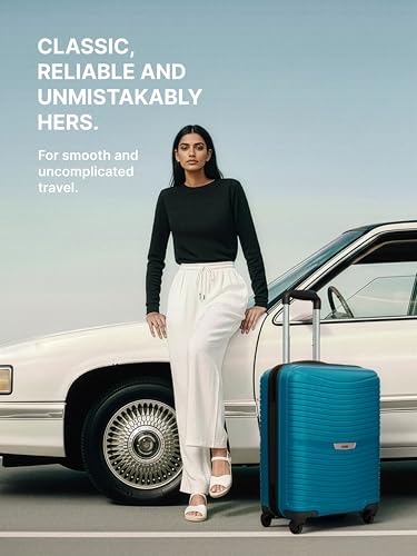 Image of ZOUK Zoya Hardcase Trolley Bag Set of 2 (Cabin 57cm & Large 77cm) Lightweight PP Suitcase |Silent Spinner Wheels, Telescopic Handle & Combination Lock | Travelling Luggage for Men & Women, Teal