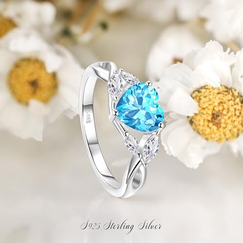 S925 Sterling Silver Promise Rings For Her Heart Birthstone Ring Wedding Engagement Valentine's Day Jewelry For Women3