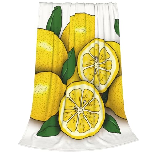 Couverture polaire citron jaune 127x101 cm pour canapé et lit