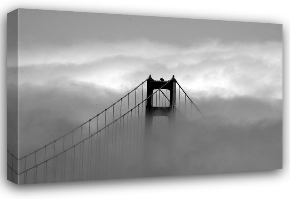 ArtDirect Highsmith, Carol 24x17 Black Modern Framed Art Print Titled: Golden Gate Bridge with fog rolling over it San Francisco California