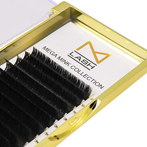 M|LASH Mega Mink Volume Collection False Eyelashes D Curl 12 Rows Mix Length 10mm-16mm Lash Extensions Soft Easy Fan Eyelash Extensions Easy Fanning Very Natural High Quality Lash Supplies (.03mm)