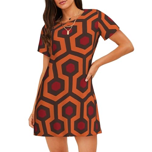 Chemise de nuit pour femme légère imprimé brillant manches courtes