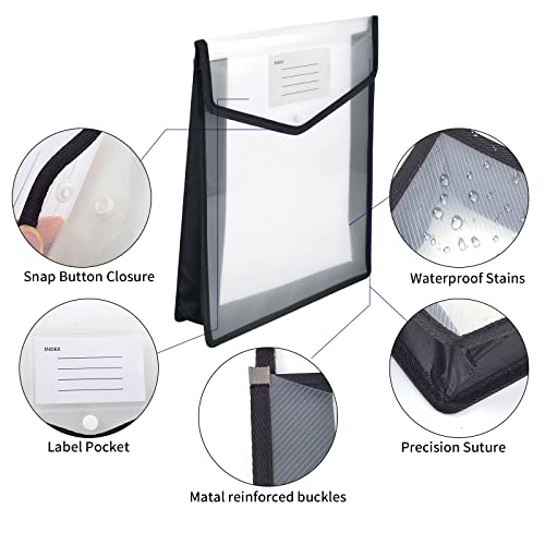 30 Pack Vertical Expanding Folder Black Expanding File Folders Plastic File Folders Envelope Expanding Wallet File Folder Clear File Pouches 13 X9.8 X2.4 Inches For School Office Home Storage #TOP2