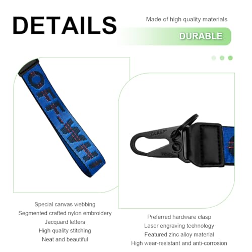 Image of DXNQ Car Keychain, Fabric Keychain Wrist Lanyard, Key Ring for Cars Keys Wallets Jeans Decoration, Car Accessories (Blue)