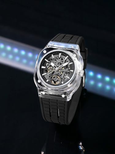 Image of French Connection | Skeleton Dial | Transparent Acrylic Case | Silicone Strap | Quartz Watch for Men - FCG01