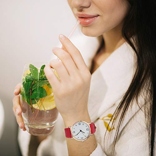 ULTECHNOVO Moda Feminina Personalidade Relógio de Pulso Relógio Retrô Conciso Relógio de Couro