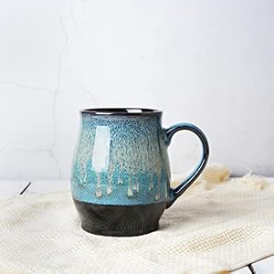 Bosmarlin Extra Large Ceramic Coffee Mug 25 Oz Dishwasher and Microwave Safe Big Oversized Tea Cup for Office and Home Blue 1 25 Oz Blue