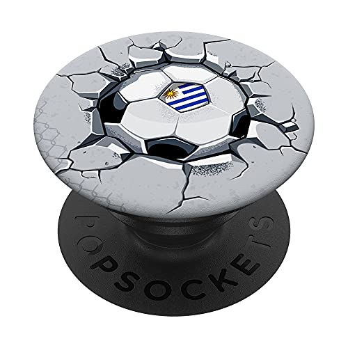 Uruguay Fútbol en Pared Agrietada Bandera Uruguaya Deporte PopSockets PopGrip Intercambiable Cover