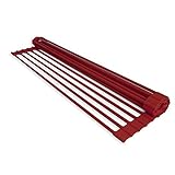 Domestic Corner - Over-The-Sink Dish Drying Rack - Roll Up Dish Drying Rack, Perfect for Cleaning & Drying Plates, Cups, Pots, Pan and Produce (Red)