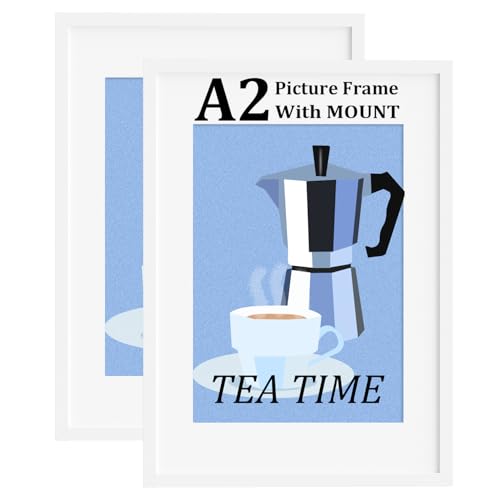 Bobeen A2 Poster Frames Pack of 2 White Picture Frame (42x59.4CM) for Gallery Living Room Wall Hanging
