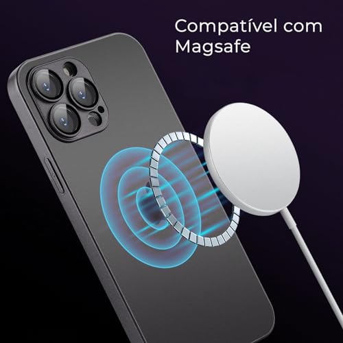 Capa De Vidro Temperado Compatível Com Magsafe Glass Luxo Para iPhone 15 Pro Max (6.7) - Preto