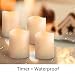 KMSdeco Flameless Pillar Candles Waterproof Led Votive Candles with Timer Outdoor Electric Tealight Candles Battery Operated Candles with Flickering Flame Valentine Decor Pack of 4