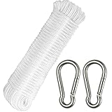 Flag Rope Nylon Rope 1/4 Inch Flagpole Rope Heavy Duty Strength Diamond Braid Polypropylene Outdoor...