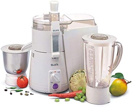SUJATA 900 Watt Powermatic Plus Juicer Mixer Grinder with Bag (White)
