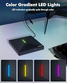 ORIGBELIE External CD/DVD Drive for Laptop, USB 3.0 DVD Player with 4 USB Ports & 2 TF/SD Card Slots, Portable CD/DVD +/-RW Drive Burner Reader Writer for Desktop PC Windows 11/10/8/7 Linux Mac OS