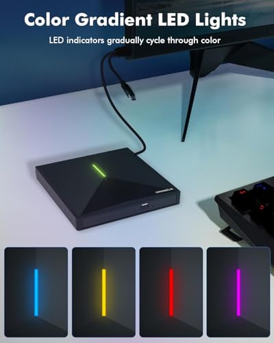 Image of External CD /DVD Drive for Laptop, USB 3.0 DVD Player with 4 USB Ports & 2 TF /SD Card Slots, Portable CD /DVD + /-RW Drive Burner Reader Writer for Desktop PC Windows 11 /10 /8 /7 Linux Mac OS