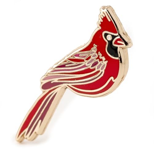 Image of Red Cardinal Pin - Red Cardinal Gifts, Bird Lapel, Birdwatching Gifts, Holiday, Nature-Inspired Wildlife-Themed Holiday Pin, Bird Lover Decorative Jewelry