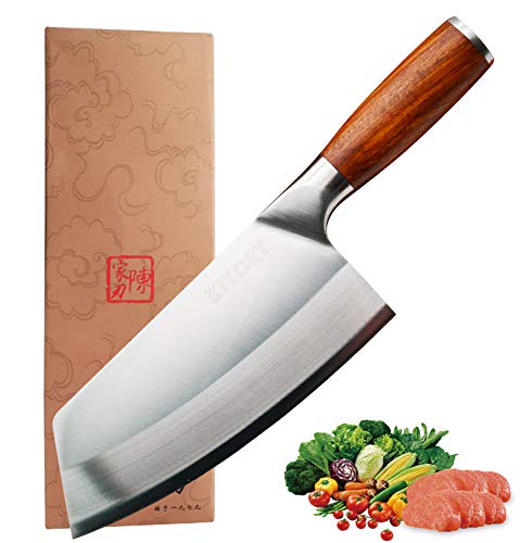 KITORY Vegetable Cleaver 7\" Kitchen Knife, Sharp Chinese Chef`s Chopping Butcher Knives High Carbon German Steel