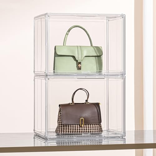 Image of XXX-Large Clear Display Case 17.7 inch x 13 inch x 13 inch Extra Large Display Organizer Box with Magnetic Door, Stackable Acrylic Storage Bin for Boots, Shoes, Collectibles, Bags, Figures