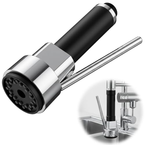 Handbrause für Küche, ausziehbar, Universal, Sprühkopf für Auslauf, Herd, moderner Mischbatterie, Badezimmer, Spritzschutz mit Wasserstop, verchromt, G1/2 Zoll
