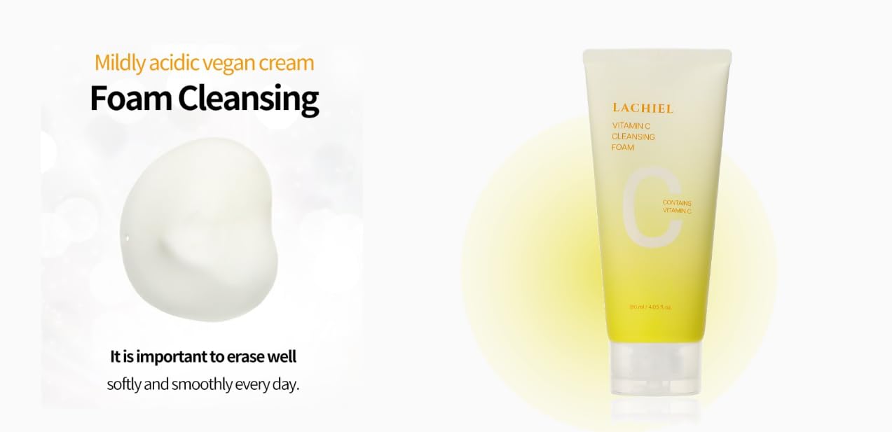 Vitamin C Cleansing Foam/Face Wash All Skin,Vitamin Capsules,Vegan,Low pH, /4.05 fl.oz.