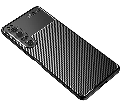 Cruzerlite Coque pour Sony Xperia 1 IV 5G - Texture en fibre de carbone - Anti-rayures - Absorption des chocs - Pour Sony Xperia 1 IV 5G (2022) - Noir carbone Cover