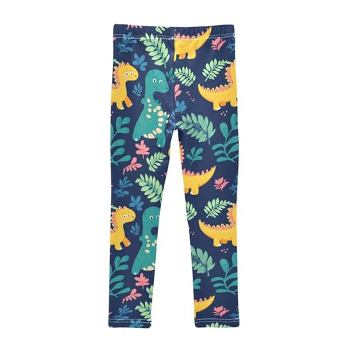 Cute Dinosaur Leaves Girls' Leggings Toddler Doodles Plam Head Kids Yoga Pants Dance Active Tights 4T2