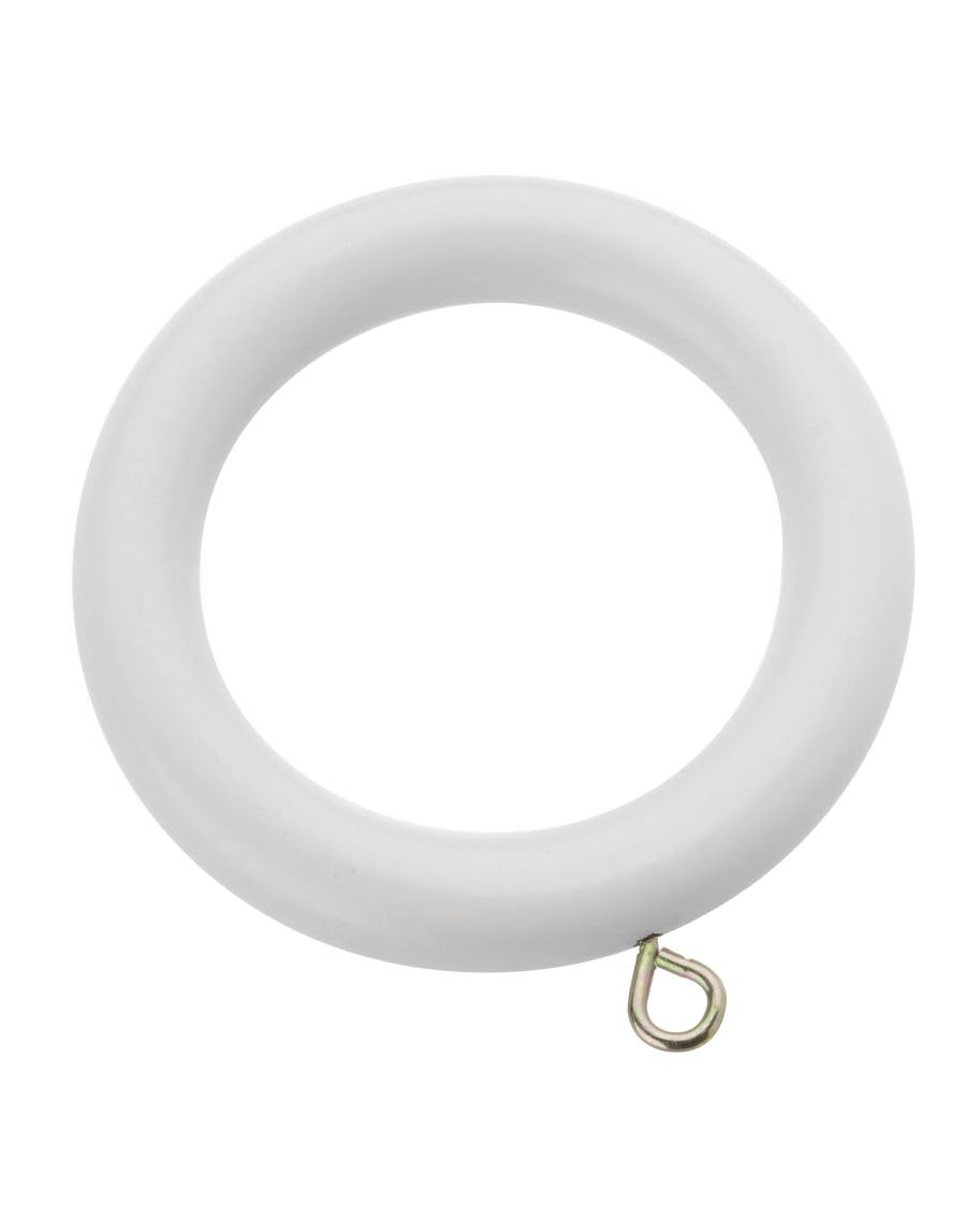 Abc Decor Paper White Romantica Wooden Curtain Pole Rings, To Fit 28Mm Romantica Wood Pole, Pack Of 12,