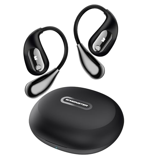 Monster Open Ear AC210 Headphones, Bluetooth 5.4 Earphones Stereo Sound, Wireless Headphones 30 Hours Playback, Type-C Charging, HD Clear Calls, Touch Control, IPX5 Waterproof Open Ear Earbuds,Black