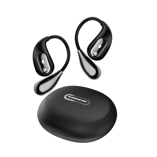 Monster Open Ear AC210 Headphones, Bluetooth 5.4 Earphones Stereo Sound, Wireless Headphones 30 Hours Playback, Type-C Charging, HD Clear Calls, Touch Control, IPX5 Waterproof Open Ear Earbuds,Black