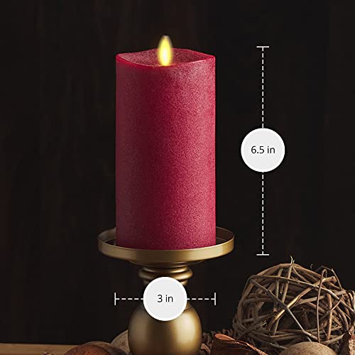 Image of Luminara - Flameless LED Battery Operated Flickering Pillar Candles - Red - Pack of 1-3x6.5 - Realistic Moving Flame Real Wax Indoor /Outdoor Decor