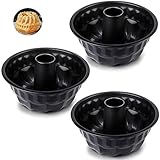 SOUJOY 3 Pack Bundt Cake Pan, 9'' Nonstick Fluted Tube Cake Pan, 12 Cup Carbon Steel Cake Mold for...