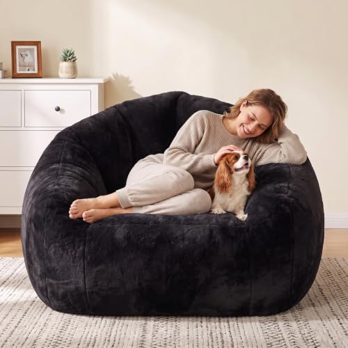 Image of HUGHEAVEN Max Giant Bean Bag Chair, Bean Bag Sofa for Adults & Teens | Oversized Soft Comfy Fluffy Floor Lounge Chair with Armrests, Large Bean Bag Couch for Gaming, Reading & Relaxing