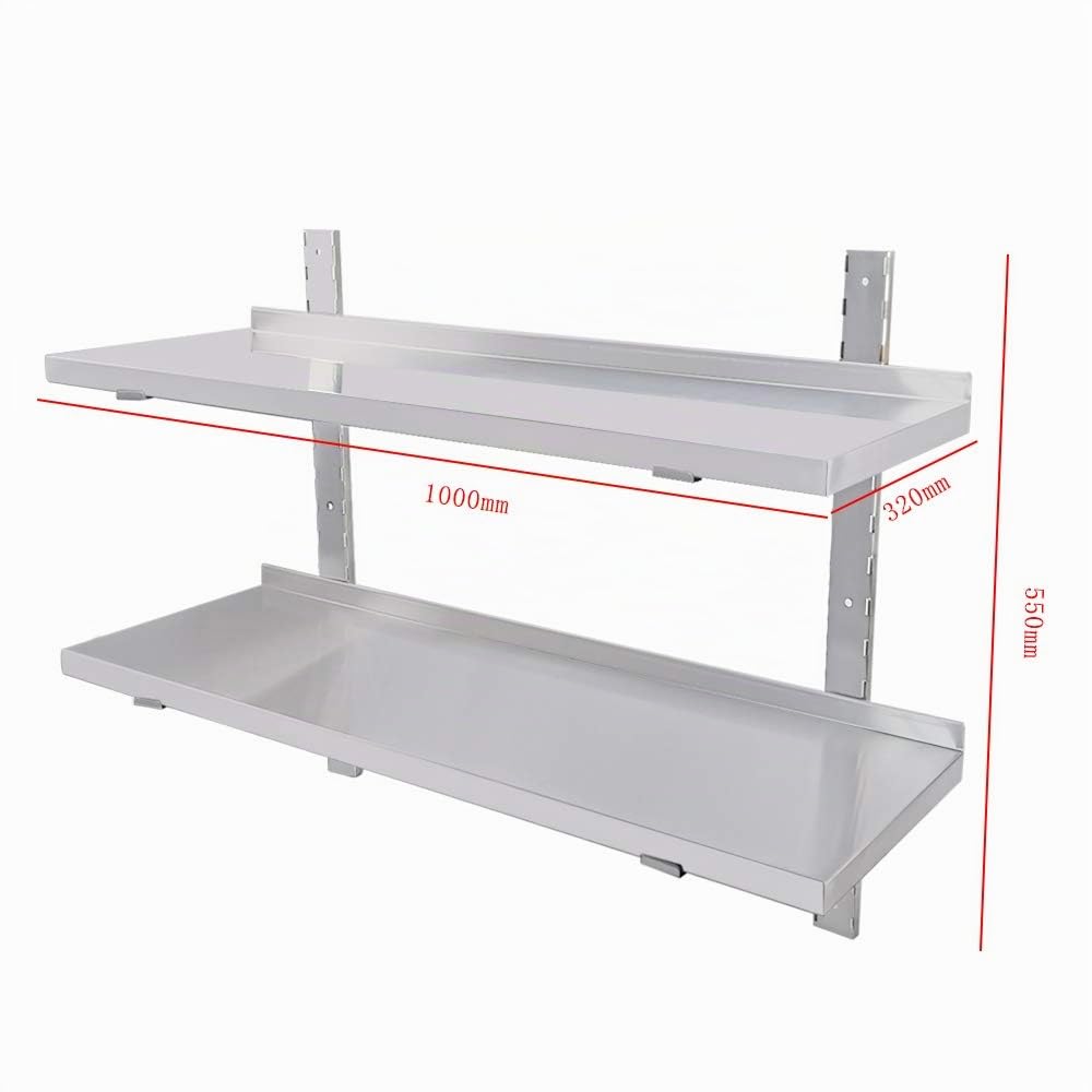 Mensole in acciaio inossidabile Mensola da muro e parete per cucina (o ristorante, bar, casa, cucina, lavanderia, garage e ripostiglio) (120 x 32 x 55cm)