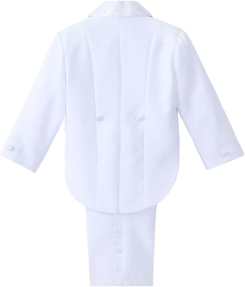 Dressy Daisy Boys Tuxedo Suit 5 Pieces Set Formal Wear Wedding Outfit with Cummerbund, Black/White 001 - Image 2