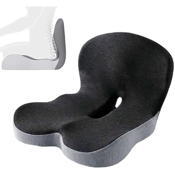 Back and Seat Cushion, Memory Foam Chair, Integrated Lumbar Support, Orthopedic Tailbone Mat, Ergonomic Sitting Comfort for Women Men Elderly Adults Dorm Room Truck