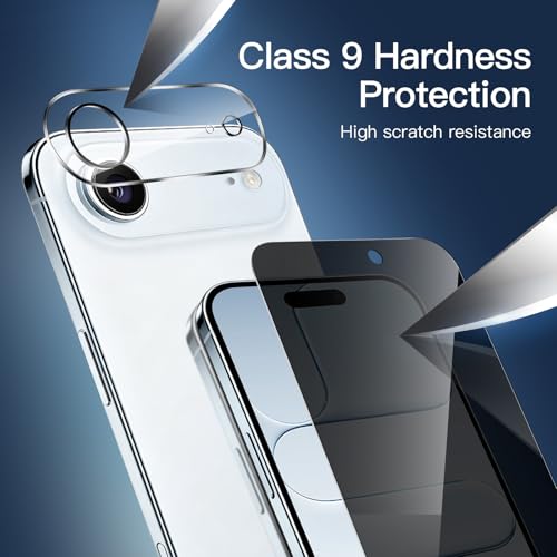 Image of NEW'C 3x Privacy Screen Protector for iPhone Air (6.5 inches)+ 3x Camera Lens Protector, Sensor Protection, Case Friendly Tempered Glass Film, Ultra Resistant, Easy installation tool included