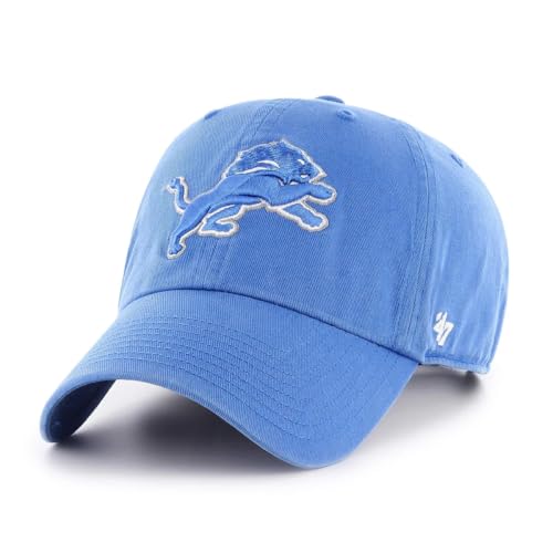 47 NFL Unisex Adult Clean Up Primary Logo Adjustable Hat Cap One Size (US Alpha One Size Detroit Lions - Blue Detroit Lions)