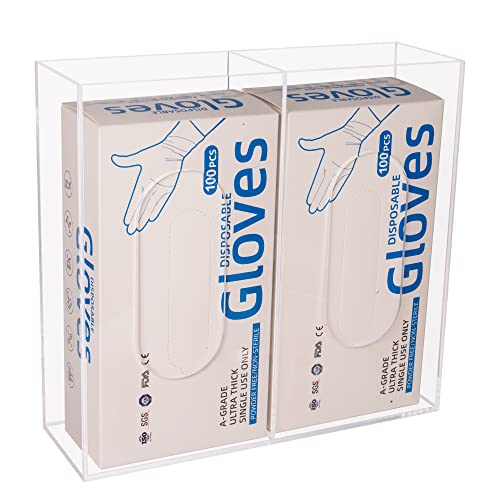 Aphbrada Glove Box Holder Dispenser Wall Mount, Clear Acrylic Double