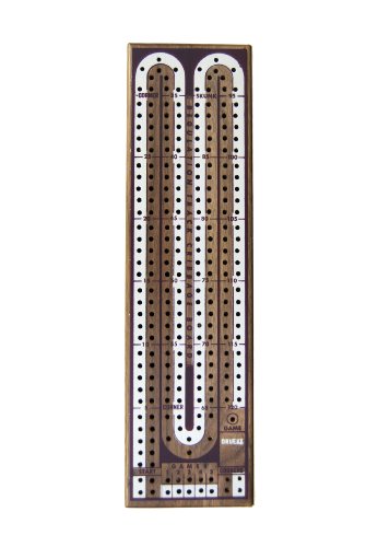 Drueke Deluxe Walnut 2-Track Cribbage Board, Silver/Burgundy